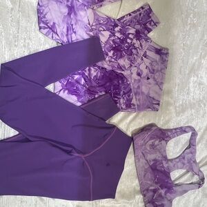 3 piece Purple Tie-Dye Women's Activewear Set